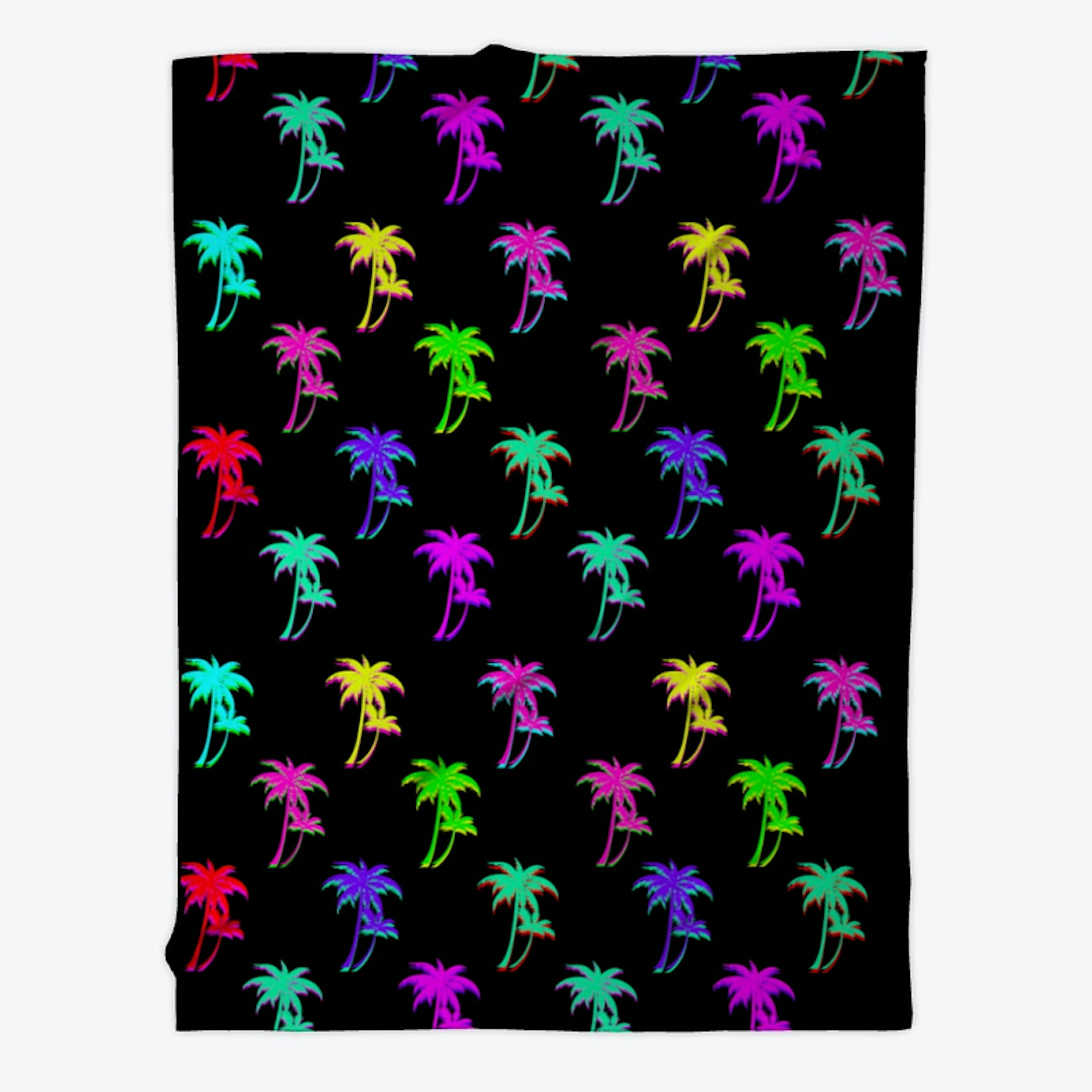 Neon Palm Tree Fleece Blanket