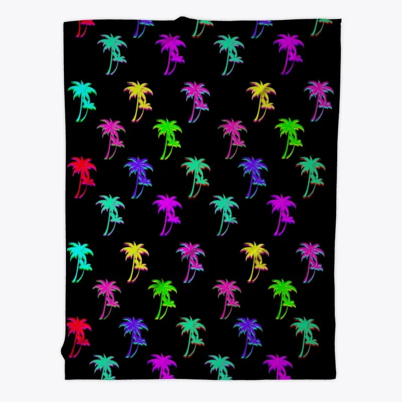 Neon Palm Tree Fleece Blanket